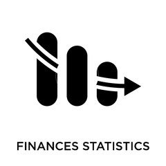 Finances statistics descending bars graphic icon vector sign and symbol isolated on white background, Finances statistics descending bars graphic logo concept