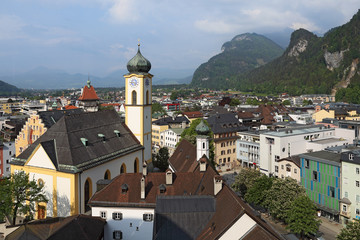 Fototapeta na wymiar Kufstein town paniramic view, Tyrol, Austria