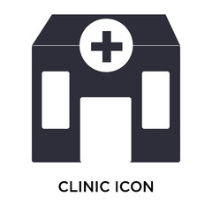 Obraz premium Clinic icon vector sign and symbol isolated on white background, Clinic logo concept
