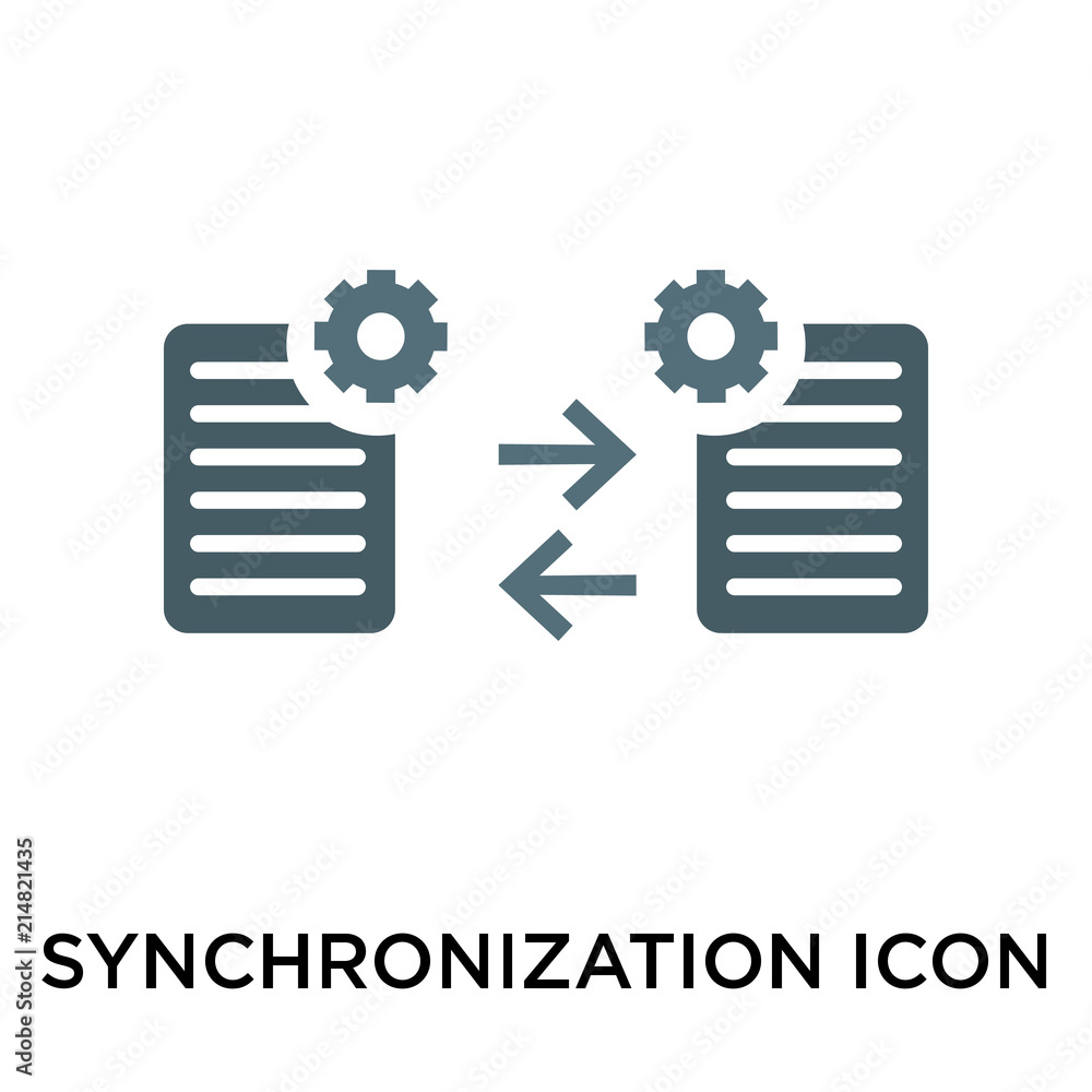 Poster synchronization icon vector sign and symbol isolated on white background, synchronization logo conce