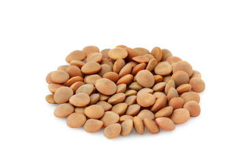 Lentils close up isolated.