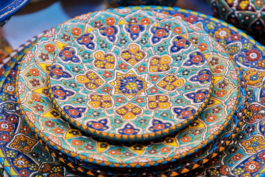 Iranian colorful plates dishes