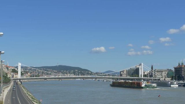 Wide view of the Elisabeth Bridge in Budapest.