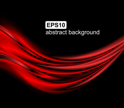 Abstract red wave background. Vector illustration.