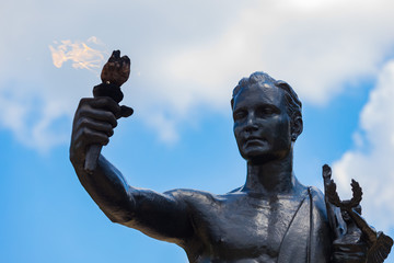 Torchbearer in University of Tennessee, Knoxville - obrazy, fototapety, plakaty