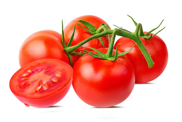 Fresh tomato isolated on white background with clipping path