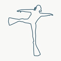 Silhouette of diver. Outline web icon of diver. The concept of sport diving.
