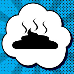 Simple Poop sign illustration. Vector. Black icon in bubble on b