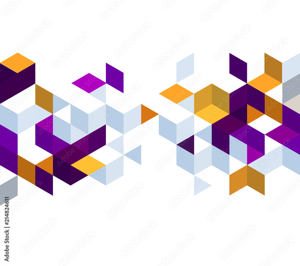 Poster Abstract background with color cubes and grid
