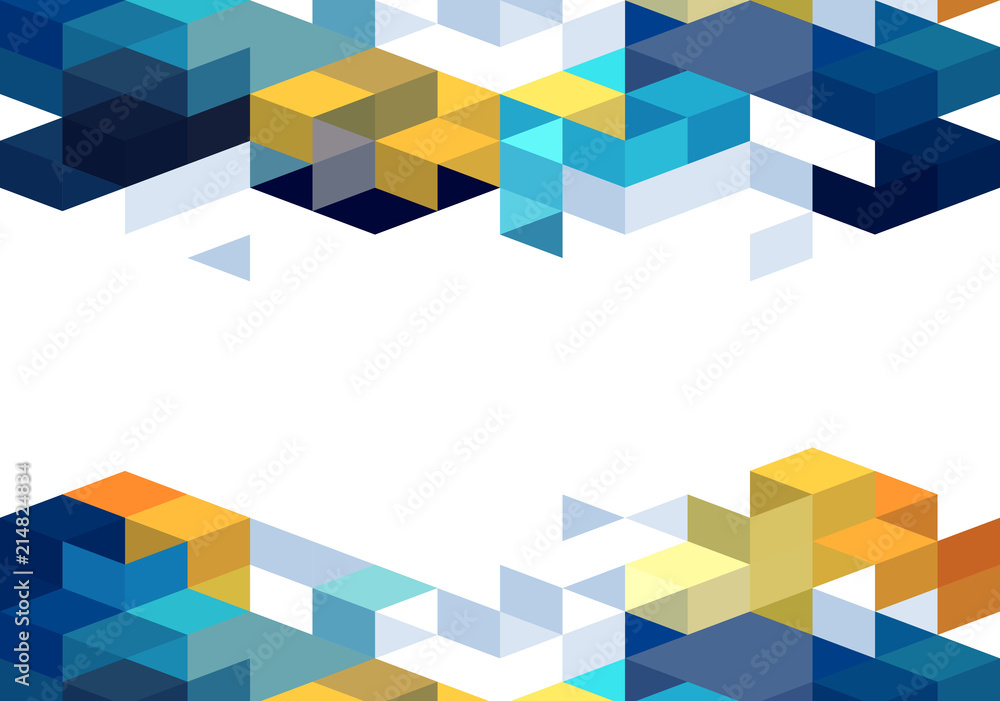 Poster Abstract background with color cubes and grid