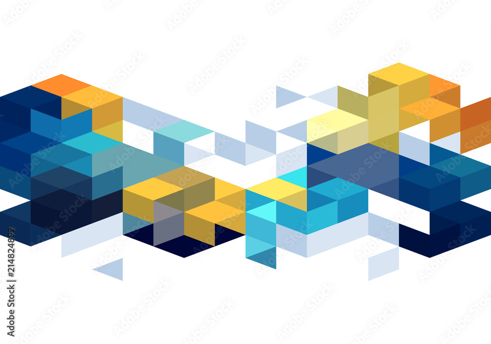 Poster Abstract background with color cubes and grid