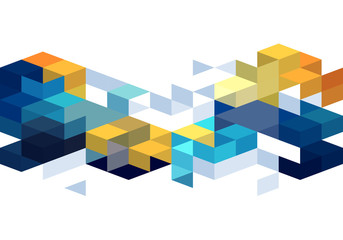 Abstract background with color cubes and grid