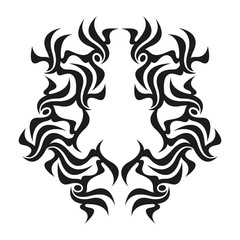 Ornamental abstract ink shape. Simple tattoo. Tribal sign. 