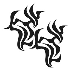 Ornamental abstract ink shape. Simple tattoo. Tribal sign. 