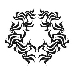 Ornamental abstract ink shape. Simple tattoo. Tribal sign. 