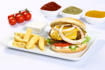 Cheeseburger with beef meat