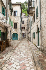 View of the Old Town of Kotor. Kotor is a city on the coast of Montenegro and is located in Kotor Bay.