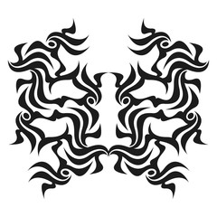 Ornamental abstract ink shape. Simple tattoo. Tribal sign. 