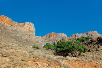 Fototapeta na wymiar Idylic west Crete landscape in summertime season, Greece