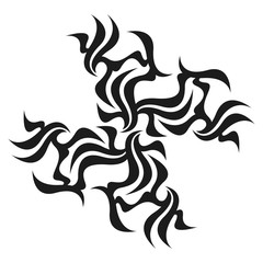 Ornamental abstract ink shape. Simple tattoo. Tribal sign. 