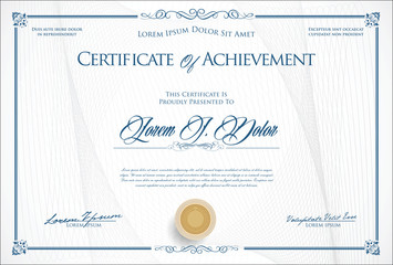 Certificate or diploma retro template vector illustration - obrazy, fototapety, plakaty