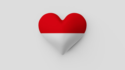 Corazón bandera Mónaco. 3D
