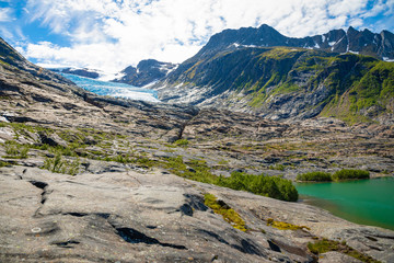 The blue Svartisen Glacier in north Norway