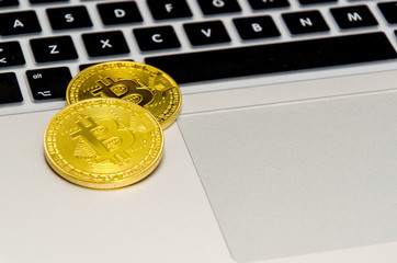 bitcoin on a computer keyboard