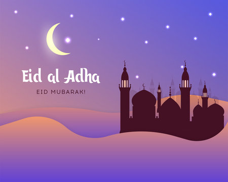 Eid al-Adha, Eid ul-Adha mubarak. Kurban Bayrami, Kurban Bajram muslim festival of sacrifice. Vector EPS 10.