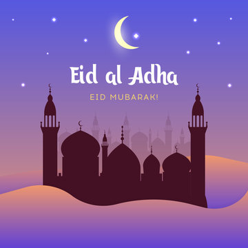 Eid al-Adha, Eid ul-Adha mubarak. Kurban Bayrami, Kurban Bajram muslim festival of sacrifice. Vector EPS 10.