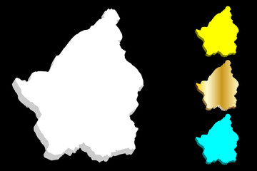 3D map of San Marino (Republic of San Marino) - white, yellow, blue and gold - vector illustration