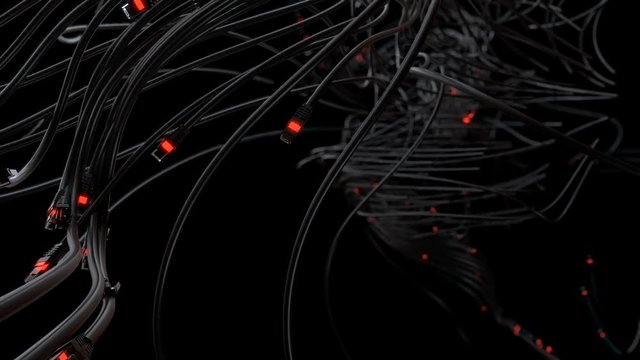 live network connection cables, web 3d animation 