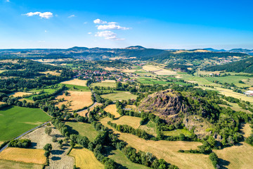 Landscape of the Massif Central, a highland region in France