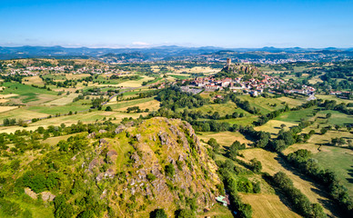 Fototapeta na wymiar View of Polignac village with its fortress. Auvergne, France