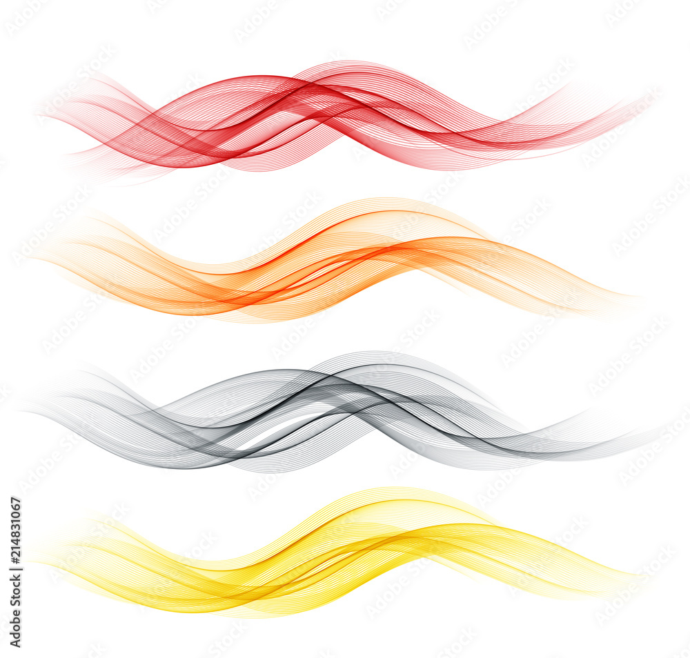 Poster set of abstract color wave smoke transparent wavy design