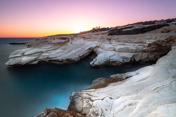 Alamanos beach white rocks by the sunset