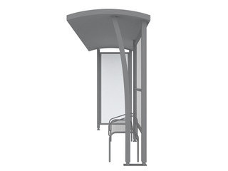 bus stop waiting with white banner or eucol isolated on a white background template 3d rendering