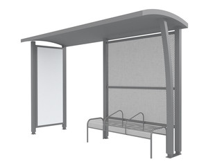 bus stop waiting with white banner or eucol isolated on a white background template 3d rendering
