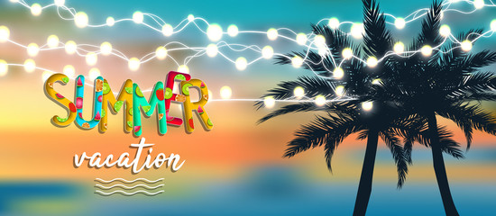 Summer vacation background vector. Summer holidays and beach holidays.
