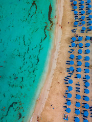 An aerial photo of the sandy beach Makronissos, in Ayia Napa