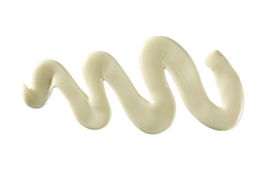 Mayonnaise isolated on white, top view, with clipping path