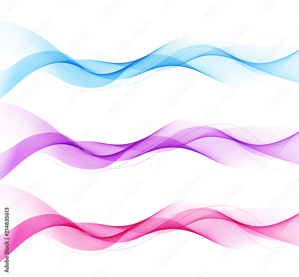 Aufkleber set of abstract color wave smoke transparent wavy design