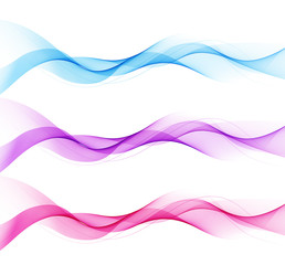 set of abstract color wave smoke transparent wavy design