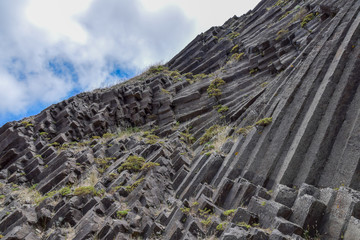 Mugearite basalt columns near Pico de Ana Ferreira, Porto Santo Island, Madeira