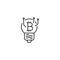 line bitcoin in bulb icon on white background