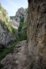Dangerous trail in the canyon  - Turda gorge Cheile Turzii is a natural reserve on Hășdate River situated near Turda close to Cluj-Napoca, in Transylvania, Romania, Europe