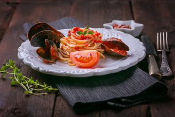 Pasta with mussels