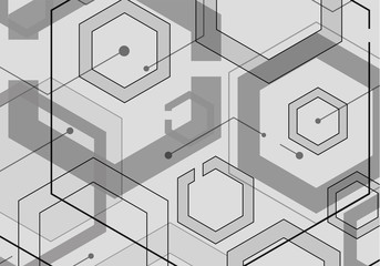 Hexagon geometric design with connect dots and lines