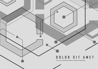 Hexagon geometric design with connect dots and lines