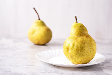 pears on white background